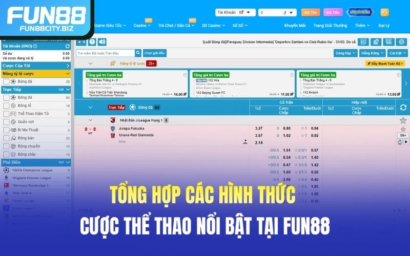 Bật mí 3 hình thức cược thể thao tại Fun88